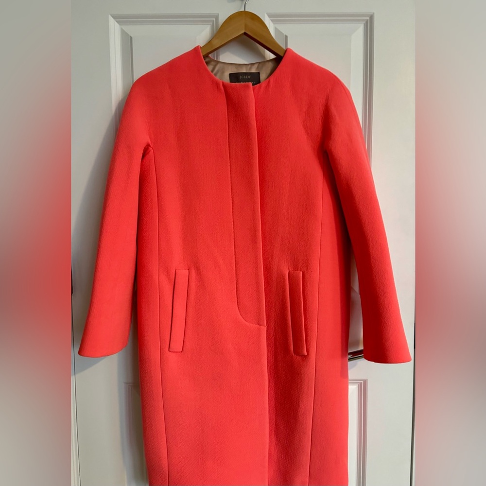 JCrew Sabrina coral Italian wool double faced cloth coat size 4 - meticulous!